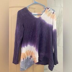 GreenTea Purple and Orange Tie-Dye Top